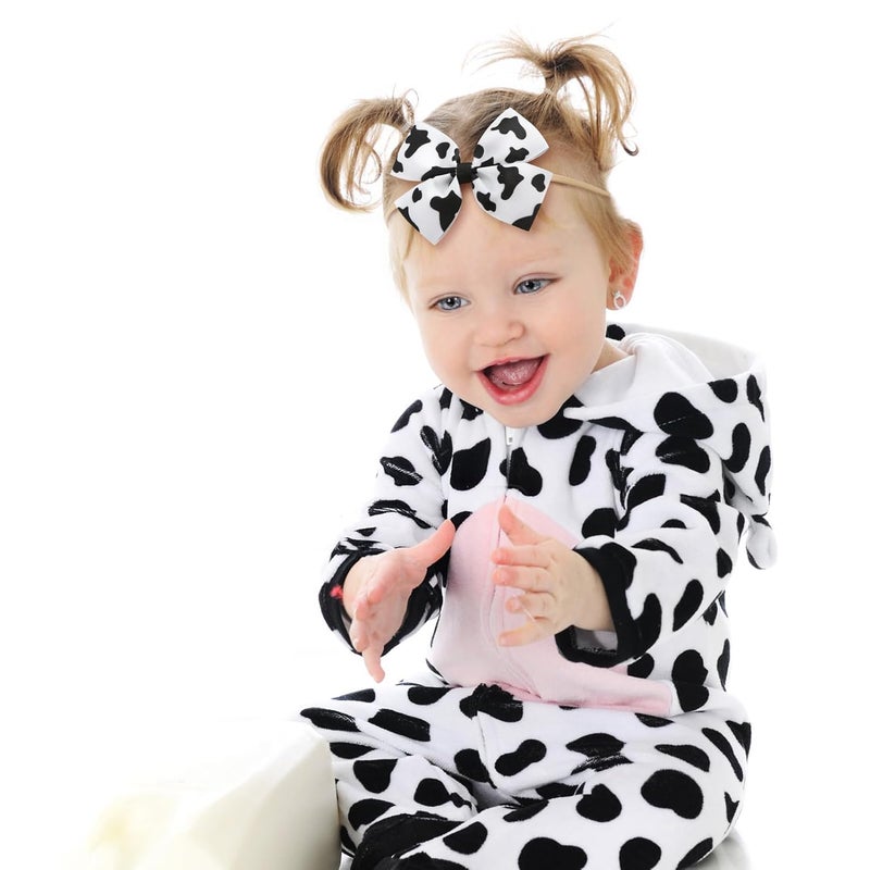Fancheer Baby Girls Cow Print Cowgirl Bow Headband Infant Toddler Birthday Party Hair Accessories - Image 5